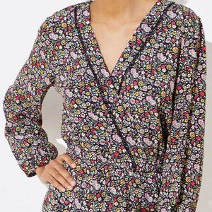 Ann Taylor LOFT Multicolor Floral Garden Wrap Romper Size M Medium